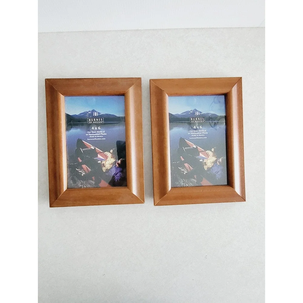 Vintage Wooden Picture Frame Set Brown 4x6 Tabletop Wall Decor 2 Pk Cottagecore